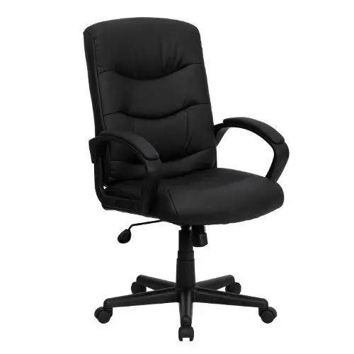 Produktbild: Flash Möbel go-977–1-bk-lea-gg mid-Back schwarz Leder Bürostuhl