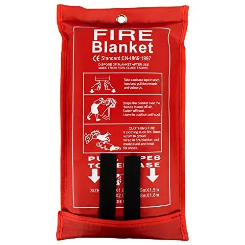 Produktbild: FLASLD Feuerschutzdecke für Küche, Camping, Grill, Notfall-Überlebensdecke, schwer entflammbar und feuerfest (1,2 m x 1,8 m)