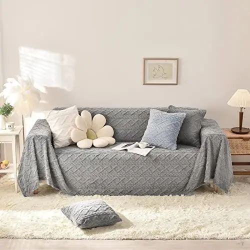 Produktbild: Flauschig weiche warme Überwürfe für Sofas groß – doppelseitiger Sofabezug für 3-Sitzer – Verschiedene Größen – Sofaschutz, Wohnzimmerdekoration