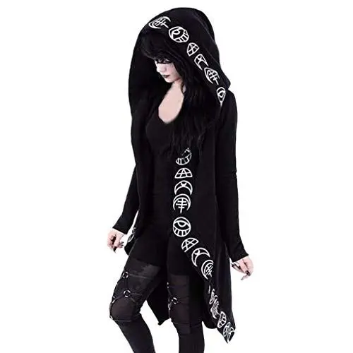 Produktbild: Flauschige Jacke Damen Kurzmantel Damen üBergang Ärmeldruck Punk mit Kapuze für Frauen Jacke Plus Mantel Long Damenmantel in schwarzer Größe Herbstmantel Damen Elegant Damen Winterjacke (Black, M)