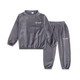 Produktbild: Flauschige Schlafanzug Kinder Jungen Mädchen Warmer Frottee Schlafanzüge Fleece Flanell Pyjama Set Winter Langarm Nachtwäsche Weihnachts Pyjamahose Hausanzug Oberteile+Hosen für Weihnachten