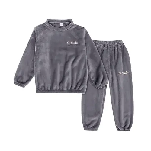 Produktbild: Flauschige Schlafanzug Kinder Jungen Mädchen Warmer Frottee Schlafanzüge Fleece Flanell Pyjama Set Winter Langarm Nachtwäsche Weihnachts Pyjamahose Hausanzug Oberteile+Hosen für Weihnachten