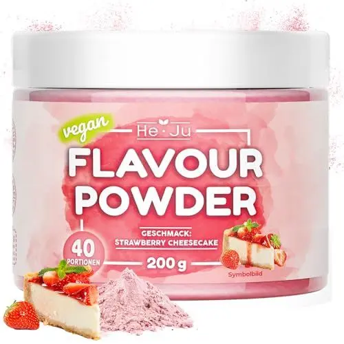 Produktbild: He-Ju Flavour Pulver Strawberry Cheesecake, vegan, Erdbeer Cheesecake Geschmackspulver ohne Kalorien 1x200g