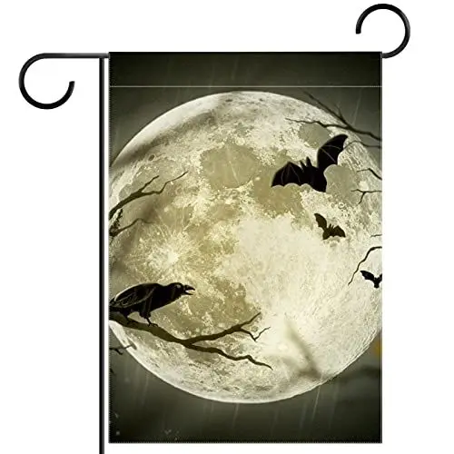 Produktbild: Fledermaus Halloween Herbstmond Gartenflagge 12x18 Zoll,Kleine Hofflaggen,doppelseitige vertikale Banner-Außendekoration