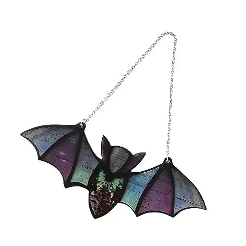 Produktbild: Fledermaus-Fenster-Sonnenfänger, Bunte Reflektierende Fledermaus-Ornamente mit Kette, Halloween-Fensterdekorationen für Fenster, Gärten, Veranden