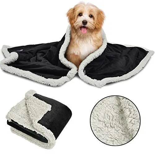 Produktbild: Fleece Haustierdecke Flauschig Waschbar Sherpa Plüsch Kuscheldecke Hundebett für Hunde Welpen Katzen, 114 x 76cm