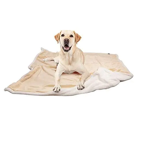 Produktbild: Fleece Hunde Decke Flauschig Waschbar Sherpa Plüsch Kuscheldecke Hundebett für Katzen Welpen Katzen, Latté