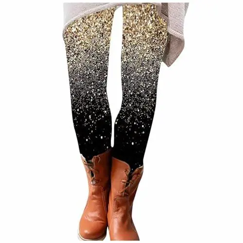 Produktbild: Fleece Jeggings Damen Thermohose Damen Gefüttert Enge Stretch-Flash-Druck-Yogahose für Damen, schmale Jogginghose Fleece+Leggings Thermo Leggings Damen Gefüttert (Black, L)