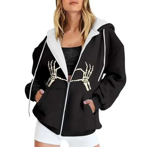 Produktbild: Fleecejacke Damen Mit Kapuze Boucle Jacke Damen-Herbstjacke, übergroßes Taschen-Sweatshirt, lässige Kordelzug-Kleidung, Reißverschluss-Trainingsjacke, üBergangsmantel Damen Gothic Mantel (Beige, S)