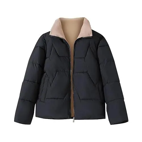 Produktbild: Fleecejacke Damen Mit Kapuze Wildlederjacke Damen Einfarbiger, warmer Baumwollmantel für Damen im/Winter mit Reißverschlusstasche Jacke Schwarz Damen Damenmantel FüR Den üBergang (Black, L)