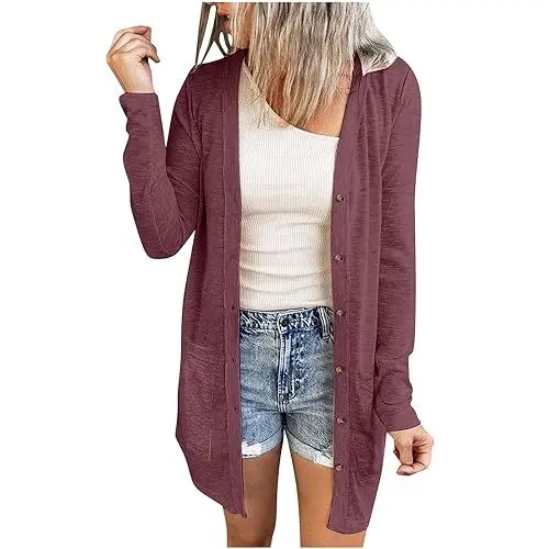 Produktbild: Fleecejacke Damen Sale, Warehouse Deals Angebote, Herbstmantel Damen Elegant Winter Jacke Mit Knopftasche Für Damen Handtaschen Damen, Damen Jacken Sale Günstig
