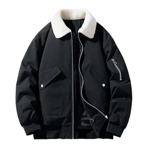 Produktbild: jacke männer arbeitsjacke herren winter lederjacke herren gefüttert freizeitjacke herren sportlich wear winterjacke jungen jacke mit patch steppjacke herren sweatshirt jacke herren