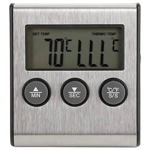 Produktbild: Fleischthermometer, Fleischthermometer Digital mit Timer Aluminiumlegierung BBQ Fleisch Lebensmittel Kochsonde Ofenthermometer Zum Backen, Grillen, Kochen und in der Haushaltsküche