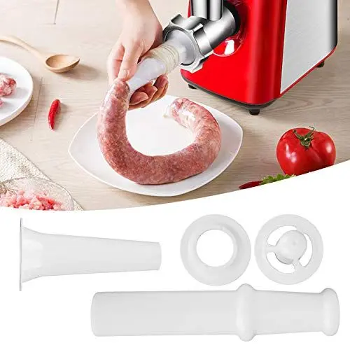Produktbild: ZJchao Fleischwolf-Aufsatz, Sausage Stuffer Sauce Maker, Universal Food Pusher + Wurstfülldüse + Kubbe Attachment Kit für 5# Fleischwolf
