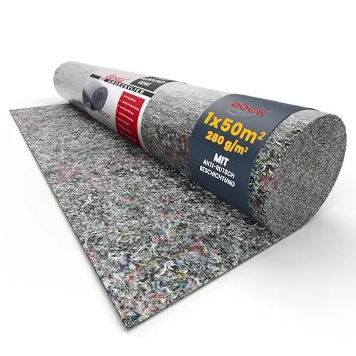 Produktbild: flesta® Abdeckvlies 1x50 m 280g, 50 m² Malervlies in Profi Qualität Renoviervlies Abdeckung Schutzvlies Bodenschutz Bodenvlies Vlies Malerfilz Maler-Vlies saugfähig rutschfest grau-meliert