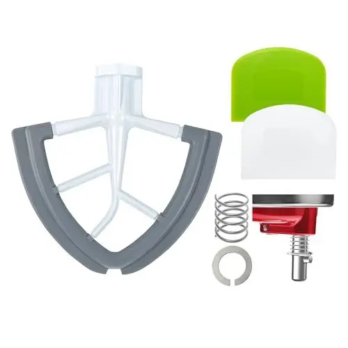 Produktbild: Flex Silicone Edge Rührer für KitchenAid 4.5-5 Qt Bowl-Lift Standmixer, mit 2 Stück Teigschaber & Edelstahlfeder & Unterlegscheibe, Zubehör und Aufsätze für Kitchen Aid Mixer