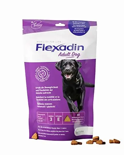 Produktbild: FLEXADIN® Adult Dog| Für gesunde Gelenke von Erwachsenen Hunden| mit Nicht denaturiertem Kollagen Typ II – 2 Monatspackung