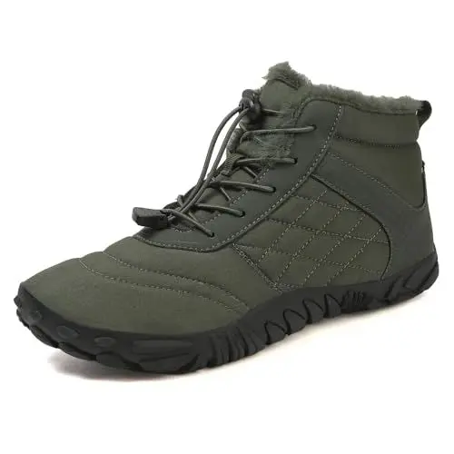 Produktbild: FlexEase Winter Barfußschuhe Winterstiefel Herren Damen Wasserdicht Schneestiefel Warm Gefüttert Winterschuhe Anti-Rutsch-Schuhe Traillaufschuhe Green41