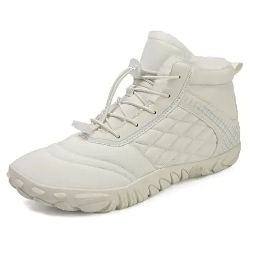 Produktbild: FlexEase Winter Barfußschuhe Winterstiefel Herren Damen Wasserdicht Schneestiefel Warm Gefüttert Winterschuhe Anti-Rutsch-Schuhe Traillaufschuhe White42