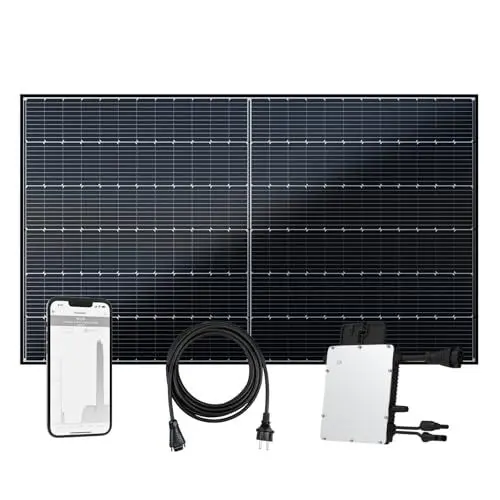 Produktbild: flex-energie Balkonkraftwerk Komplettset I 450Wp Solarmodul, Envertech EVT400-B Wechselrichter & 10m Kabel I Bifaziale Solaranlage zur Energiegewinnung I Leistung drosselbar