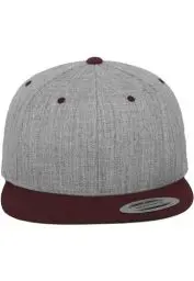 Produktbild: Flexfit Unisex Classic Snapback 2-Tone Cap Kappe, Heather Grey/Maroon, One Size