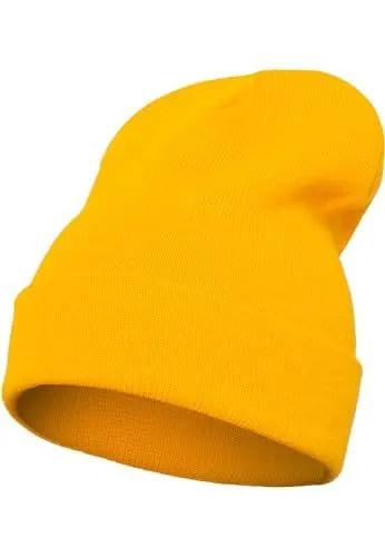 Produktbild: Flexfit Unisex Mütze Heavyweight Long Beanie Damen / Herren Strick-Mütze, Gold, One size