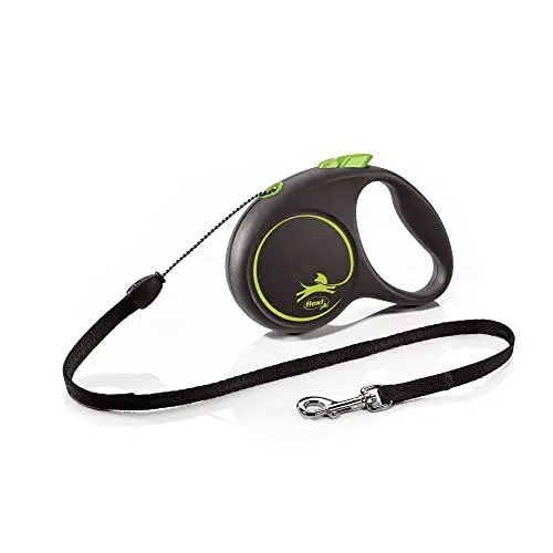 Produktbild: flexi® Black Design S Seil 5 m schwarz/grün, Roll-Leine für Hunde bis 12 kg