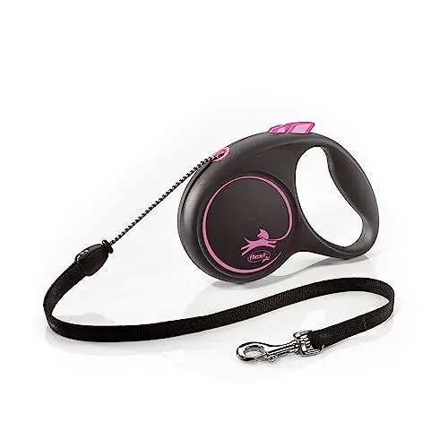 Produktbild: flexi® Black Design M Seil 5 m schwarz/pink, Roll-Leine für Hunde bis 20 kg