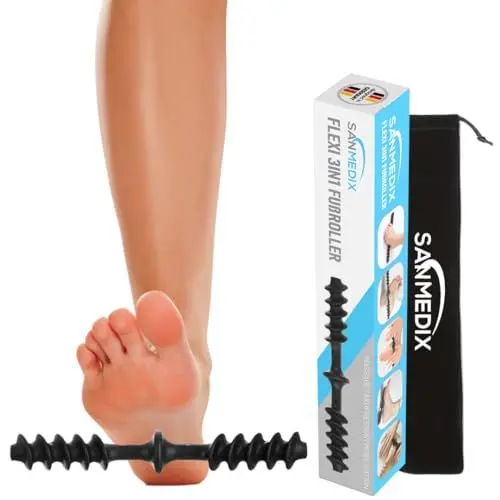 Produktbild: Flexi Fußroller – Original Faszien-Set: Fußmassageroller & Massageball für Mobilisation, Triggerpunkt- & Faszienmassage bei Fersensporn, Plantarfasziitis, Hallux Valgus, Fußschmerzen