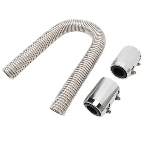Produktbild: Flexibler Kühlerschlauch, Universal-Kühlerschlauch, Kühlerschläuche aus 24 Zoll Edelstahl mit Anschlüssen für 1-1/4 Zoll, 1-1/2 Zoll, 1-3/4 Zoll, 1-5/8 Zoll Kühlerhals (SILVER)