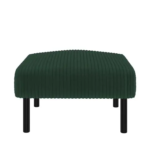 Produktbild: Flexibles 3‑teiliges Cord‑Polstermöbel‑Set mit Zweisitzer, Sessel und Hocker, ergonomischer Rückenstütze, praktischen Seitentaschen und robustem Metallrahmen für Wohnzimmer (Smaragd,Hocker)