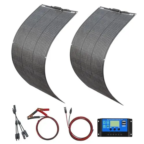 Produktbild: Flexibles etfe Solarpanel Kit 200W 2pcs 100W ETFE Biegsames Solarladegerät 20A Solar Laderegler für Wohnmobil, Auto, Camping