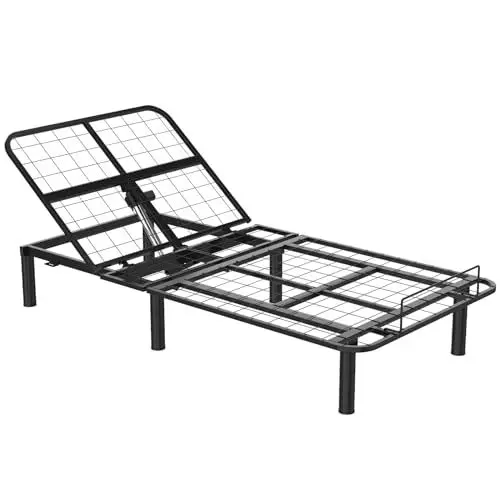 Produktbild: FLEXISPOT EB01 Elektrisch höhenverstellbarer Metallbettrahmen (OHNE MATRATZE, 90cmx200cm) | Lattenrost mit Kopfverstellung 0-60 Grad und DREI Höhenoptionen (8, 15, 23cm) | Stabile und langlebige Basis