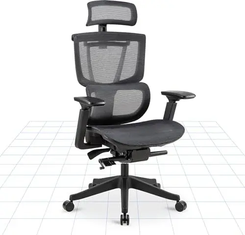 Produktbild: FLEXISPOT Ergonomischer Bürostuhl Schreibtischstuhl Verstellbarer Lendenstütze 4D-Armlehnen 2D-Kopfstütze Atmungsaktiver Sitz höhenverstellbarer Belastbar bis 130 kg Arbeitsstuhl C7B-AIR,Schwarz