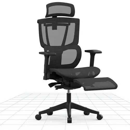 Produktbild: FLEXISPOT Ergonomischer Bürostuhl Schreibtischstuhl Verstellbarer Lendenstütze 4D-Armlehnen 2D-Kopfstütze Atmungsaktiver Sitz höhenverstellbarer Belastbar bis 130 kg Arbeitsstuhl C7B-AIR PRO,Schwarz