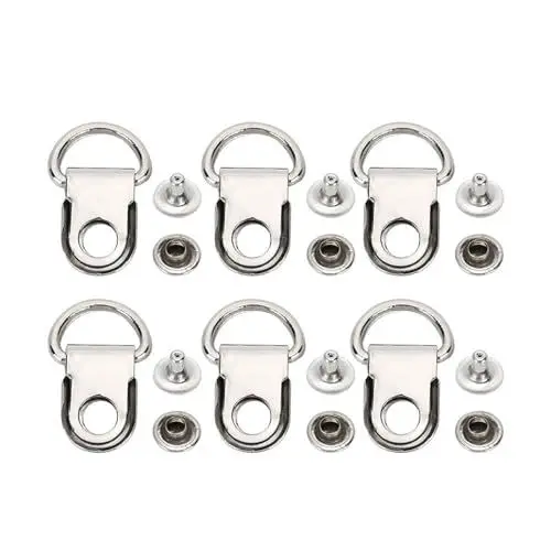Produktbild: flexman 100 Sets Schnürsenkelhaken, D Ring Stiefelschnalle mit Haken, Silberfarbene Schnürsenkelhaken, DIY Nietwerkzeug für Taschen, Wanderstiefel, Schuhe, Fix Reparatur