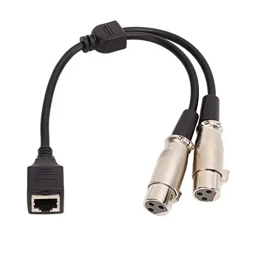 Produktbild: flexman Dual XLR 3 Pin Buchse auf RJ45 Kabel, Bühnenbeleuchtungs Signalkabel, 9,8 Zoll DMX XLR 3 Pin y Splitter auf RJ45 Kabel für Mischpult Verstärker Tonsignalkonvertierung