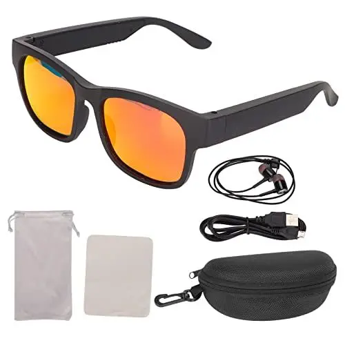 Produktbild: flexman Smart-Brille, Stereo-Rauschunterdrückung, kabellose Bluetooth-polarisierte Sonnenbrille mit Kopfhörer zum Radfahren, Laufen, Fahren, Angeln (Golden)
