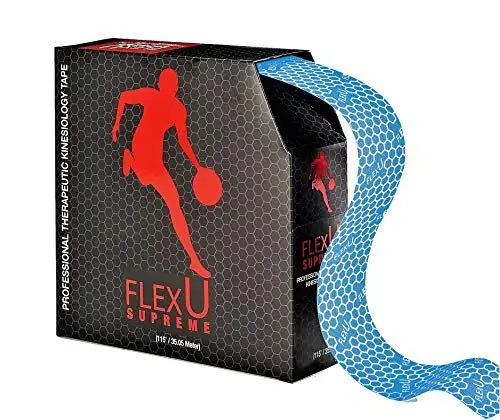 Produktbild: FLEXU Kinesiologie-Tape·· 140 vorgeschnittene I-förmige Streifen·· 5X25 cm. medizinisches Klebeband·· Lindert Schmerzen, reduziert Schwellungen und sorgt für eine schnellere Genesung (Blau)