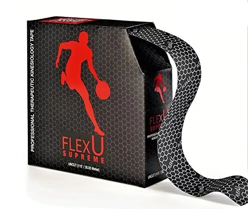 Produktbild: FLEXU Kinesiologie-Tape·· Großpackung·· 35 Meter ungeschnitten·· Hypoallergenes therapeutisches Erholungsbad·· Lindert Schmerzen, reduziert Schwellungen und führt zu Einer schnelleren Genesung (Schwarz)