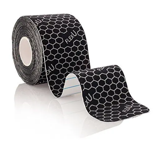 Produktbild: FLEXU Kinesiology Tape: 5 Meter ungeschnittene Rolle, fortgeschrittene Stärke und Flexibilität, langanhaltende therapeutische Erholung, Sporttape (Schwarz).
