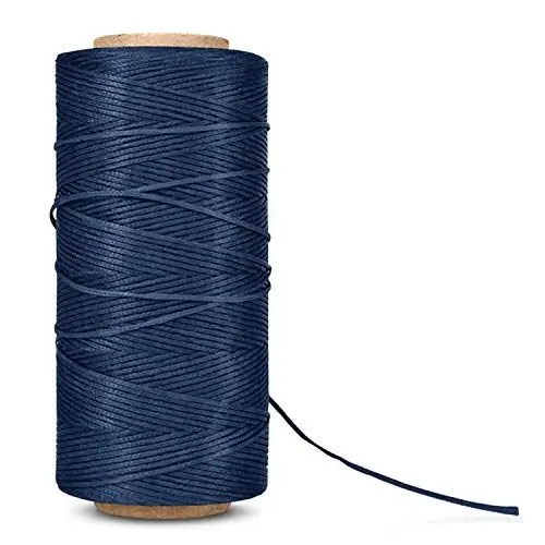 Produktbild: Flexzion Gewachster Faden, Wachsschnur, beschichtete Schnur, strapazierfähiges Polyester, 1 mm, 260 Meter, 150D, für Armbänder, Lederhandwerk, Nähen, Buchbinden, Handwerk - Marineblau