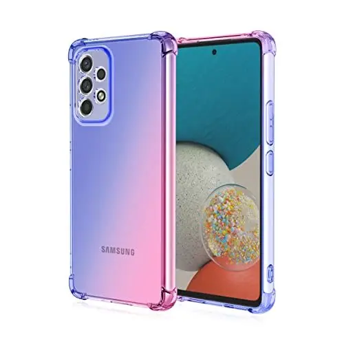 Produktbild: FLHTZS Hülle für Samsung Galaxy A33 5G, TPU-Silikonhülle, Anti-Fall-Softshell, Vier-Ecken-Airbag,Anti-Drop staubdicht Stoßfest Hülle (Blau Rosa)