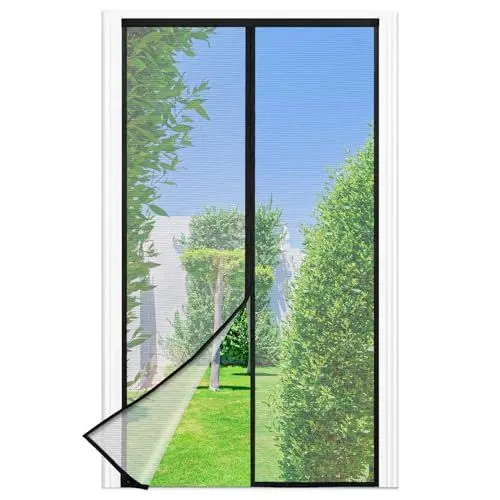 Produktbild: Fliegengitter Balkontür Magnet, 100 * 210cm Stärkere Magneten Fliegengitter Tür,3.8cm Breites Klettband, Fliegengittertüren Ohne Bohren, Insektenschutz Balkontür, Für Balkontür/Terrassentür, Schwarz