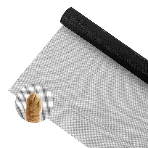 Produktbild: HAOYULUO Fliegengitter Meterware 120 x 250 cm, Fliegengitter Fenster, Fliegennetz, Zuschneidbares Ersatznetz, Geeignet für Fenster, Wohnzimmer, Terrassentüren, Oberlichter, Terrassentüren (Schwarz)