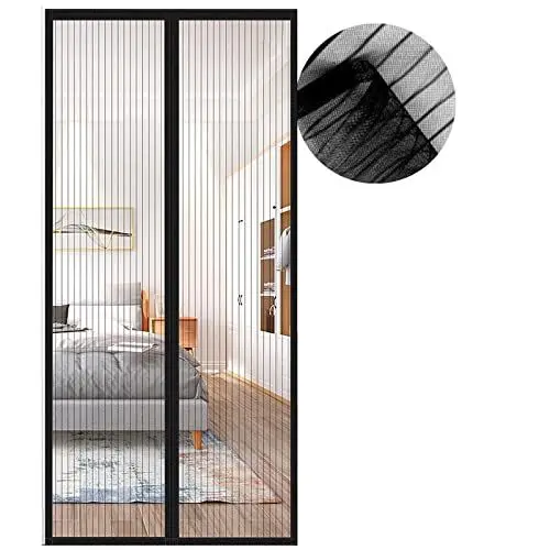 Produktbild: Fliegengitter Tür Magnet, Insektenschutz Balkontür 100x220 cm, Aktualisierte Version Schwarz Magnetvorhang Insektenschutz Ohne Bohren,Fliegenvorhang für Schiebetür und Wohnzimmer