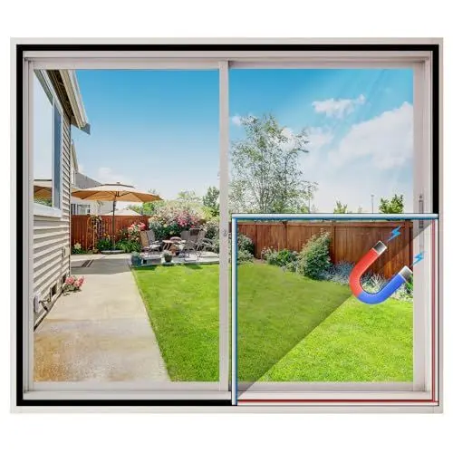 Produktbild: Fliegengitter für Fenster mit Magnet 80x100cm, einfache öffnen oder schließen, Insektenschutz Fenster, ohne Bohren und Schrauben, für alle Fenster, Schwarz, 1 Stück
