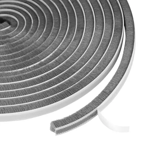 Produktbild: Flintronic Bürstendichtung Selbstklebend, 6m(L) x 9mm(B) x 9mm(D) Bürstenleiste, Dichtungsband Türdichtung Hochdichter Filz, Anti-Kollision Zugluftstopper für Fenster, Schiebetüren, Garderobe -Grau