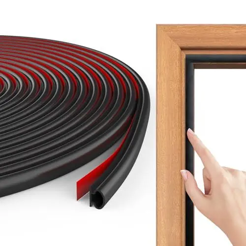 Produktbild: Flintronic Dichtungsband für Türen Fenster, D-Profil Gummidichtung, HaustüR Dichtungsgummi Selbstklebend Wasserdicht, Abdichtungsband Türrahmen für Anti Kollision Schallschutz (Schwarz 6M)