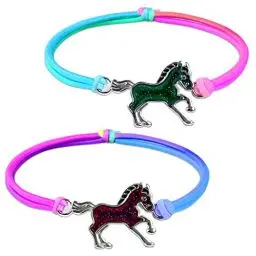 Produktbild: flintronic 2 Stück Pferde Armband, Stimmungsarmband mit Anhänger für Kinder, Wechselt die Farbe, Kinderarmband in leuchtenden Regenbogenfarben, Kindergeburtstag Gastgeschenke, für Jungen & Mädchen